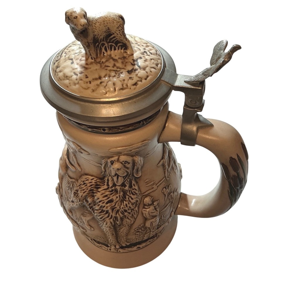 Vintage 1991 Avon Great Dogs of the Outdoors Stein Handcrafted Brazil Pewter Lid